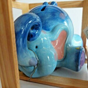 Moolah Munchers Bank - Elephant in Crate rare 2002 NEW Ceramic $ Coin Cheri Lane